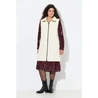 Ulla Popken Steppweste Long-Weste Teddyfleece/Stepp Weiß 62/64