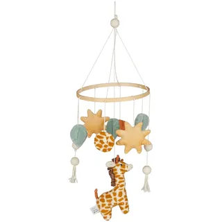 Sterntaler Deko-Mobile Giraffe & Löwe - Filigrane Wattierung, Weiches Stoff, Holzring - Liebevolle Babyzimmer Deko & Einschlafhilfe