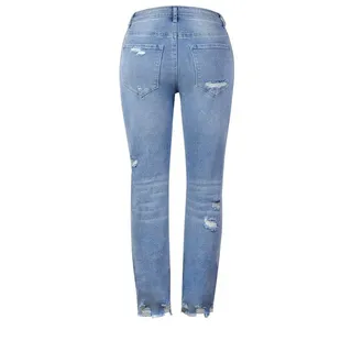 AFAZ New Trading UG Loose-fit-Jeans Geeignet für gewaschene Sommer-Slim-Jeans mit Fransen für Damen XXL