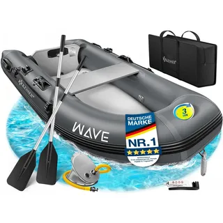 Kesser KESSER® Schlauchboot für 2 - 4 Personen - WAVE Motor geeignet Freizeitboot Paddelboot Motorboot Angelboot - mit 1 - 2 Sitzbänken - Alu-Boden Paddel Pumpe Reparaturset & Tasche aufblasbar PVC