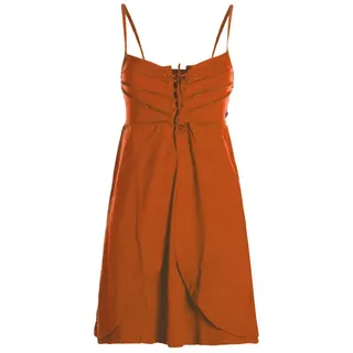 Vishes Sommerkleid Damen Babydoll-Kleid Tunika-Kleid Sommerkleid verstellbare Träger Hippie, Elfen Sytyle orange 32-34