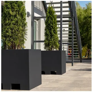 Pflanzwerk® Pflanzkübel Pflanzkübel XXL CUBE - (Anthrazit) - 85cm x 100cm x 100cm, Lotus-Effekt - Handgefertigt - Eckig - Frostbeständig schwarz 100 cm x 85 cm x 100 cm
