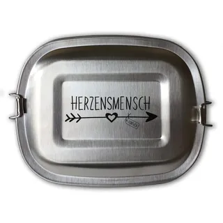 elbedruck Edelstahl Brotdose Lunchbox Motiv Herzensmensch personalisiert mit Wunsch-Name 3 Größen zur Auswahl Lasergravur Geschenk Freundin Freund (Lunchbox Herzensmensch mittel (ca. 800 ml))