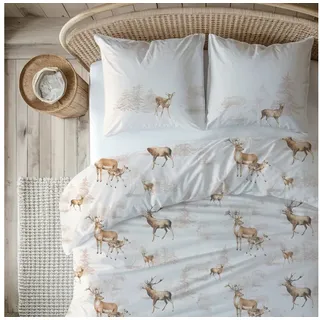 MTOnlinehandel TRAUMHELDEN Hirschmotiv Beige/Braun 135 x 200 cm + 80 x 80 cm