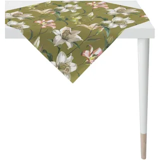 APELT Mitteldecke 5602 SUMMERTIME, Sommerdeko, Florale Allover-Print Magnolienblüten (1-tlg), Digitaldruck, Blumenmuster, dekorativer Blickfang grün 100 cm x 100 cm