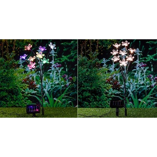 LED-Solar-Blumenstecker, Gartenstecker mit Solar warm-weiß