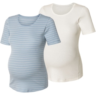 esmara® 2 Damen Umstands-T-Shirts aus Rippe (L (44/46), blau/weiß)