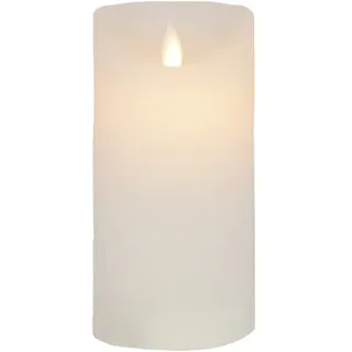 LED Echtwachskerze Weiß 6 Stunden Timerfunktion H 9 cm bewegliche Flamme