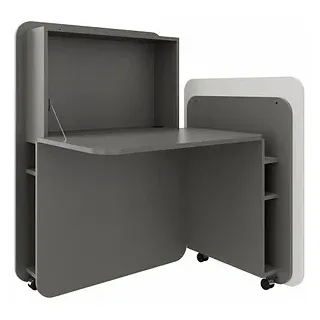 fm FLATup  Sekretär basalt/ diamantweiß rechteckig, schwarz 107,0 x 41,5 - 91,0 cm