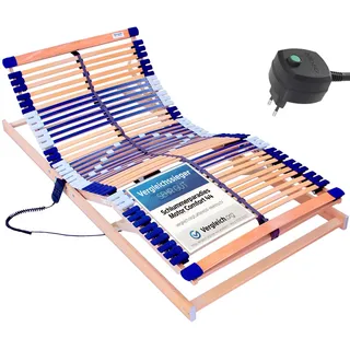 Lattenrost mit Motor Comfort 44® Motor, Schlummerparadies, Kopfteil motorisch verstellbar, Fußteil motorisch verstellbar, 10 Jahre Garantie, Netzfreischaltung, Notabsenkung, SCHULTERFRÄSUNG 70 cm x 200 cm x 8,5 cm