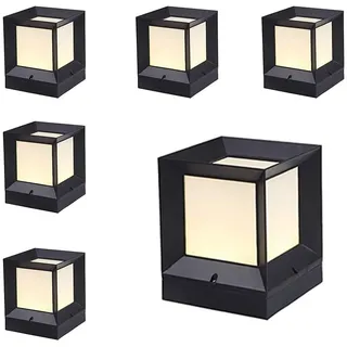 HONY-LIGHT 6 Stk Outdoor E27 Anthrazit Sockelleuchte Aluminium und Acryl Sockelleuchte Platz Villa Hotel Rasen Garten Außen Wegeleuchten Terrasse Boden Landschaft Säule Leuchte (16 * 19cm)