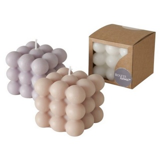 BOLTZE Tafelkerze (Packung, 3-tlg., Pack), 3 Stueck Bubble Kerzen Modell Boho Candles 6 x 6 x 6 cm 1 beige|grau|weiß
