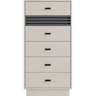 Masseno Kommode PUNTO 60 cm Sideboard mit 5 Schubladen Kaschmir gelb 60 cm x 120 cm x 40 cm