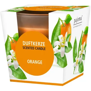 pajoma® Duftkerze, Orange - im satinierten Glas | 120g Wachsgewicht, Brenndauer: 25 Stunden, in edler Geschenkverpackung | Premium Qualität