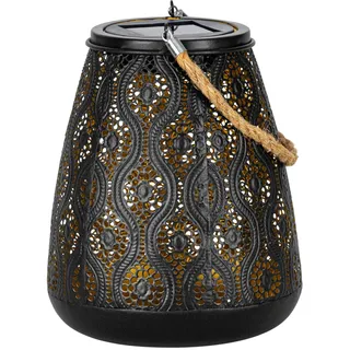 EGLO Solar-Laterne für außen Z_Solar, Outdoor Solarlampe, Tischlampe Garten Balkon, Außenlampe aus Metall und Kunststoff in Schwarz-Gold, Solar Lampe warmweiß