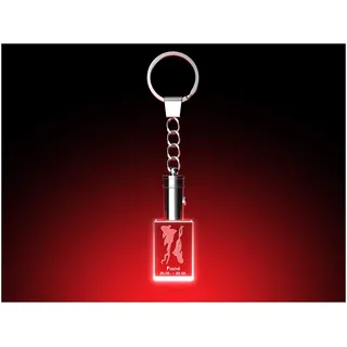 GLASFOTO.COM Schlüsselanhänger Sternzeichen Fische LED-Leuchte Glaskristall - Kristallglas mit 3D Innengravur – 20 x 30 x 15 mm - 2 Fische