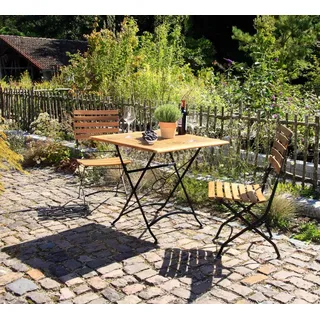 acamp Gartenlounge-Set Akazienholz Gartenmöbel Balkonset Klappmöbel schwarz, Balkon Terrasse, (Set, 3-tlg., 2 Klappstühle, 1 Klapptisch), klappbar, platzsparend, FSC-Holz, Teaköl-Finish, witterungsbeständig schwarz