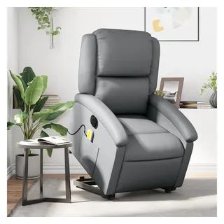vidaXL Massagesessel mit Aufstehhilfe Kunstleder 144,5 x 82 x 0 cm Grau elektrisch