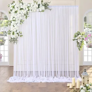 Durchsichtiger Tüll-Hintergrund, Vorhänge für Party, Hochzeit, faltenfrei, für Babyparty, Geburtstag, Party, Foto, Hintergrund, Heimdekorationen, 3 x 3 m, Weiß