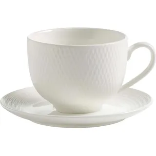 Maxwell & Williams Diamonds round Tasse mit Untertasse, Porzellan, DV0028 - Weiß