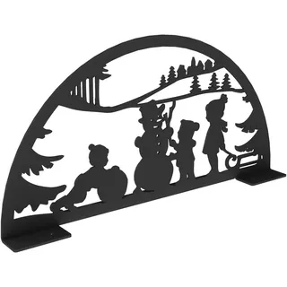 KNOBLOCH Schwibbogen aus Metall Winter-Motiv | XXL für außen | Schwarz | Outdoor | Weihnachtsdeko für Fenster, Garten und Balkon | Weihnachtsbeleuchtung