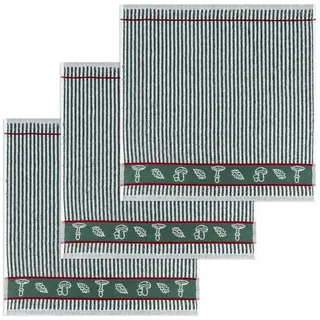 Kracht Geschirrtuch Waldpilze, (Set, 3-tlg., Set), 3er Pack Frottee Küchenhandtücher (3 Stück) ca.50x50cm Baumwolle grün