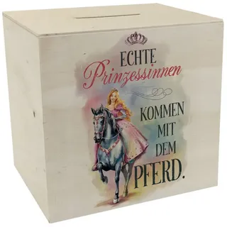 speecheese Spardose Echte Prinzessinnen reiten Pferde Spardose aus Holz Prinzessin auf