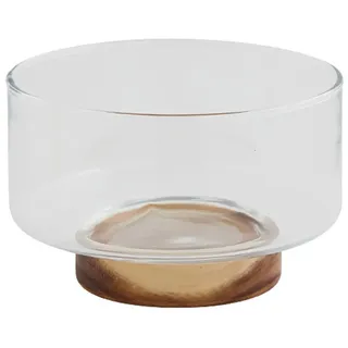 Pasdrucn Salatschüssel Glas Set Mit Basis Aus Akazienholz, Klare Obstschale, Multifunktionale Übergroße Glasschalen, Dessertschalen Glas, Salatschüssel Groß Rund Glasschüsseln Für Die Küche (1700ml)