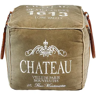 Kobolo Sitzpouf Pouf Sitzwüfel Hocker - Chateau - aus Canvas - mit Applikationen