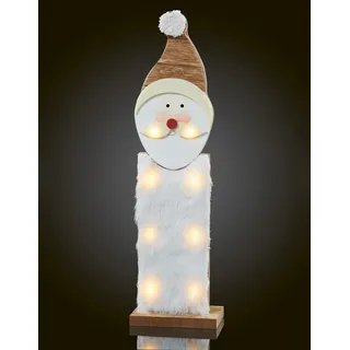 LED Figur Weihnachtsmann Holz Deko beleuchtet Winter Weihnachten Batterie 8 LED