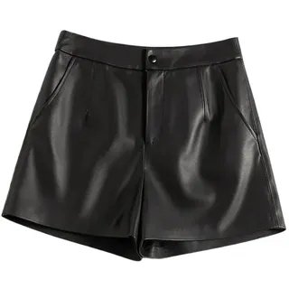DMLAYHP Lederrock Damen Ledershorts Damen Kurze Hosen Hohe Taille - M