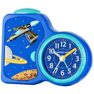 Jacques Farel Kinderwecker ACB 3D-Motiv fließende Sekunde Snooze Licht Geschenkidee 15x13 cm blau