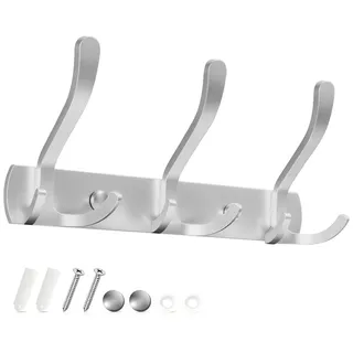 Sevenpers 3-in-1 Garderobenhaken Edelstahl Kleiderhaken mit 9 Haken | Garderobenleiste für Jacken, Mäntel, Taschen, Hüte, Schlüssel – Hakenleiste Wandgarderobe für Garderobe, Flur, Bad