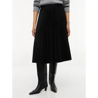 Plisseerock TOMMY HILFIGER "VISCOSE ELASTIC PLEAT MIDI SKIRT", Damen, Gr. 38, schwarz, Web, Obermaterial: 66% Polyester, 28% Viskose, 6% Elasthan, unifarben, wadenlang, Röcke, Materialmix, Plissee Falten