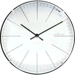 NeXtime kleine Designer Wanduhr, filigran, unaufällig und elegant, gewölbte Glasabdeckung, zum Stellen oder Hängen, schwarz Ø 20 cm, weiß, 3506WI