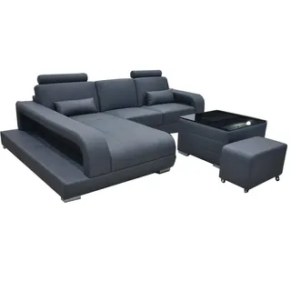 XXL Couch Ecksofa Leder Wohnlandschaft Garnitur Design Modern Sofa L-Form + USB