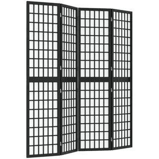 vidaXL 4-tlg. Paravent Japanischer Stil Faltbar 160x170 cm Schwarz