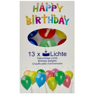 KCB Geburtstagskerze Happy Birthday 13 Kerzen mit Buchstaben bunte Teelichter Geburtstag (13-tlg)