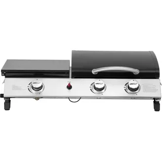 Gas-Plancha mit Deckel "Rasio" - 7,5 kW - 3 Brenner - Schwarz - Schwarz