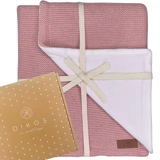 DIKOS Winter Babydecke Bio-Baumwolle & Velours – warm, Oeko-TEX (Altrosa) | Winter Babydecke aus Bio-Baumwolle & weichem Velours – Warme Kuscheldecke & Kinderwagendecke für Neugeborene (Altrosa)