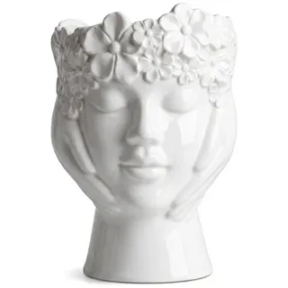 LuxusKollektion Dekovase Keramik Gesichtsvase 16cm Weiss Göttin Kopf (1 St) weiß