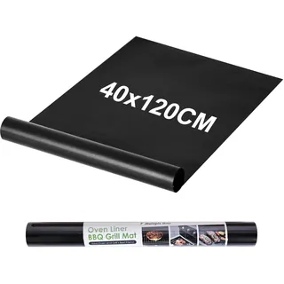 BBQ Grillmatte für Gasgrill 40x120cm | Übergroße Zuschneidbar Grillmatten Teflon Grillplatte,Antihaft Grill Matte Backmatte , Wiederverwendbar Grill Matten für Gasgrill und Holzkohle, PFOA-Fre