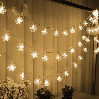 TRIXES 1,5M Schneeflocken Weihnachtslichter 20 Warmweiße LED | Weihnachts Fensterlichter für Deko, Feiern & energiesparendes Licht