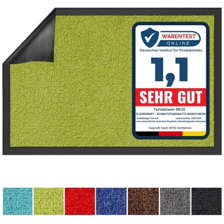 Fußmatte Sauberlaufmatte Dublin, viele Farben & Größen, waschbar, Karat, rechteckig, Höhe: 7 mm, geeignet für Fußbodenheizung grün 120 cm x 300 cm x 7 mm