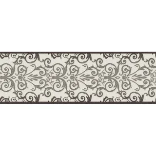 A.S. Création VERSACE WALLPAPER Bordüre - Borte mit Ornamenten - 5,00 m x 0,13m - metallic schwarz weiß - Luxusdesign Made in Germany - 935472