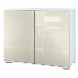 Vladon Skadu 92,5 x 75,5 x 35 cm Weiß matt / Creme Hochglanz / Gelb