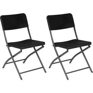 EUGAD Klappstuhl (2 St), Gartenstuhl Campingstuhl HDPE,59 x 81 x 46 cm,Schwarz schwarz
