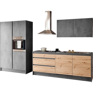 Kochstation Küchenzeile Isis, ohne E-Geräte, Breite 337 cm grau