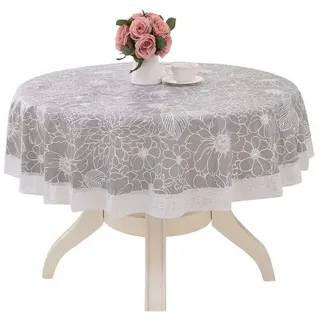 Runde Tischdecke Mit 180 Cm Durchmesser, Leicht Zu Reinigen, Rutschfest, Wasserdicht Und Waschbar, Aus Polyester Und Knitterfreiem Pvc.