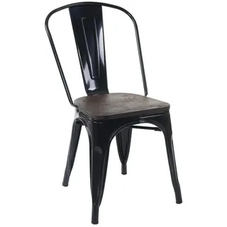 PROREGAL® Stapelstuhl Stuhl inkl. Holz-Sitzfläche HxBxT 85x45x52cm Metall stapelbar Schwarz (1 St) schwarz
